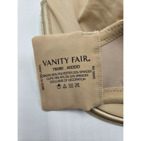 Vanity Fair 40DDD Beauty Back Full Figure Underwire Minimizer Bra- 76080 Neutral - Picture 7 of 7
